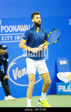 Pune, Indien. 5. Januar 2018. Benoit Paire von Frankreich, in Aktion in einem Halbfinale der Tata Open Maharashtra Tennis Turnier. Stockfoto