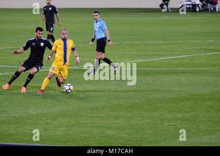 Al Gharrafa vs Al Sadd, Qatar Stars League, 25. Januar 2018 mit Xavi und Wesley Sneijder Stockfoto