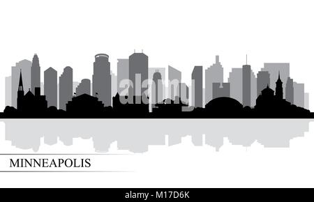 Minneapolis Skyline der Stadt Silhouette Hintergrund, Vector Illustration Stock Vektor