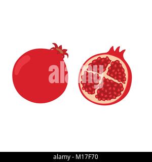 Ganze und halbe Granatapfel Stock Vektor