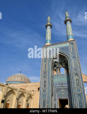 Die Jāmeh Moschee von Yazd ist der Grand, gemeindliche Moschee (Jāmeh) von Yazd Stadt, in der Provinz Yazd im Iran Stockfoto