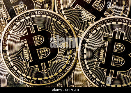 Bitcoin cryptocurrency Münzen Textur Hintergrund Stockfoto