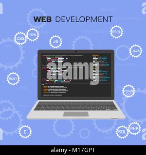 Programmierung und Kodierung. Programmiersprachen. Web Entwicklung. Software Testing. Konzept vektor Infografik Stock Vektor