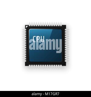 Microchip Prozessor auf weißem Hintergrund. Vector Illustration Stock Vektor