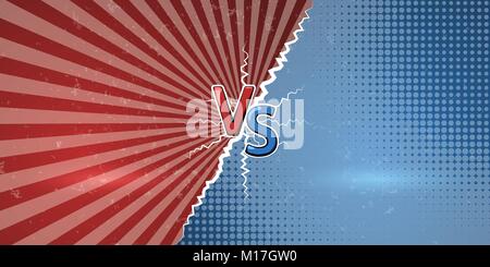 Konzept der Gegen in retro Comic Stil. Vorlage des Design für gegen, Konfrontation, Wettbewerb oder Herausforderung. VS Buchstaben auf Retro Hintergrund. Vect Stock Vektor