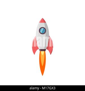 Rocket Launch. Vector Illustration auf weißen isoliert Stock Vektor