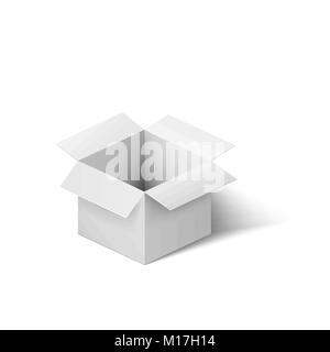 Öffnen white box. Realistische Box mit Schatten. Vector Illustration auf weißem Hintergrund Stock Vektor