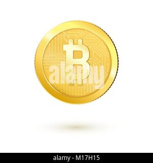 Golden bitcoin Geld. Realistische 3D-bitcoin. Vector Illustration Stock Vektor