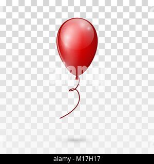 Rot glänzend Ballon auf transparentem Hintergrund isoliert. Vector Illustration Stock Vektor