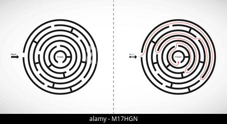 Abstrakte Labyrinth Labyrinth Symbol. Labyrinth Shape Design Element mit einem Einstieg und einem Ausstieg. Vector Illustration Stock Vektor