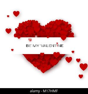 Valentinstag Grusskarten mit Herz. Durch meine Valentine Einladung Vorlage. Konzept einer Grußkarte für Valentinstag. Vector Illustration iso Stock Vektor
