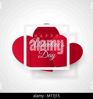 Grußkarte mit den Valentinstag. Herz mit Text in Rahmen. Vector Illustration auf weißem Hintergrund Stock Vektor