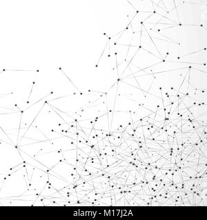 Abstrakte Atom oder molekulare Grid. Komplexe digitale mesh Array von Knoten. Geometrische Punkt und Linie Hintergrund. Globale Daten. Vector Illustration Stock Vektor