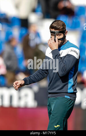 David Lopez (Espanyol) Vor dem Spiel warm-up La Liga Match zwischen Leganes FC Espanyol am Städtischen de Butarque Stadion in Madrid, Spanien, 28. Januar 2018 vs. Credit: Gtres Información más Comuniación auf Linie, S.L./Alamy leben Nachrichten Stockfoto