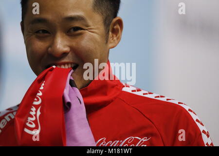 Tatsumi International Swimming Centre, Tokyo, Japan. 28 Jan, 2018. Kosuke Kitajima, JANUAR 28, 2018 - Schwimmen: Kosuke Kitajima Cup 2018, bei Tatsumi International Swimming Centre, Tokyo, Japan. Credit: Sho Tamura LBA SPORT/Alamy leben Nachrichten Stockfoto