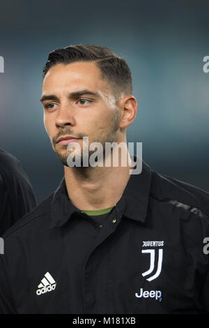 Mattia De Sciglio von Juventus Turin während Erie der Italienischen eine "Übereinstimmung zwischen Chievo Verona AC 0-2 FC Juventus im Stadio Marc Antonio Bentegodi am 27. Januar 2018 in Verona, Italien. Credit: Maurizio Borsari/LBA/Alamy leben Nachrichten Stockfoto