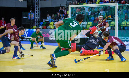 Mens Jaffa Super 6s Finale der Kupfer, Arena. Team Badewanne Piratenschiffe v Wimbledon. TBB von Andrew Eversden Stockfoto