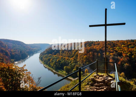 Wieserkreuz, Donau Donau Durchbruch, Weltenburger Enge Nature Reserve in der Nähe von Kelheim, Niederbayern, Bayern, Deutschland Stockfoto