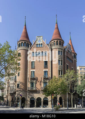 Casa de les Punxes, Barcelona, Katalonien, Spanien Stockfoto