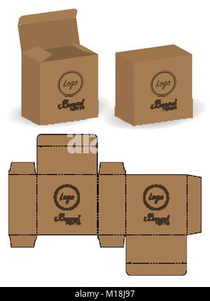 Paket "gestanzte mit 3d Mock up Stock Vektor