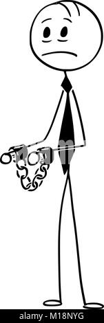 Konzeptionelle Cartoon von Geschäftsmann Kriminelle mit Handschellen Stock Vektor