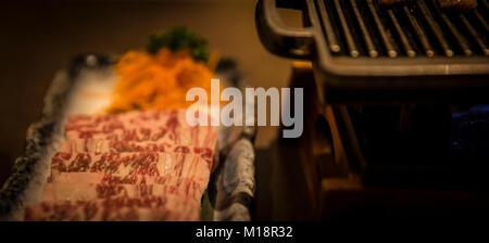 Japanese Wagyu Beef fertig gegrillt Robata Stil. Stockfoto