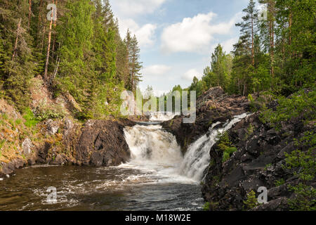 Kivach Wasserfall auf der Suna Fluss im Frühsommer, Karelien, Russland Stockfoto