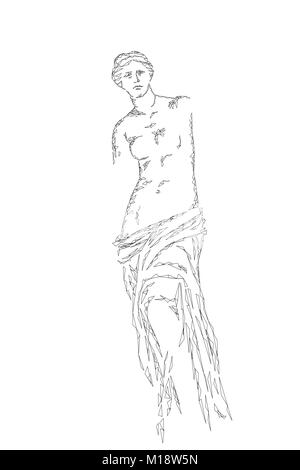 Aphrodite von Milos Venus De Milo antike griechische statue Low Poly moderne Kunst polygonalen Dreieck Point Line abstract Weiß Grau neutralen Hintergrund museum Poster template Vector Illustration Stock Vektor