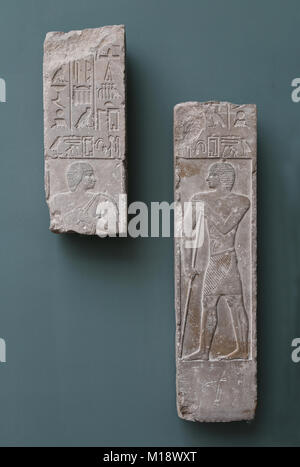 Reliefs des Tempels - Schatzmeister Setju. Kalkstein. Grab von Setju in Sakkara, Ägypten. 4. -5. Dynastien. Stockfoto