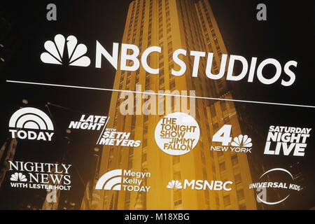 NBC Studios Signage innerhalb von 30 Rock, Rockefeller Center, NYC, USA Stockfoto