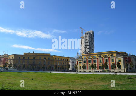 Blick von Skanderbeg Square. Tirana, Albanien Stockfoto