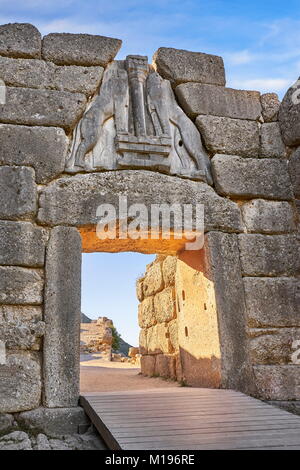 Die Lion's Gate, Mykene, Argolis, Peloponnes, Griechenland Stockfoto