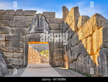 Die Lion's Gate, Mykene, Peloponnes, Griechenland Stockfoto