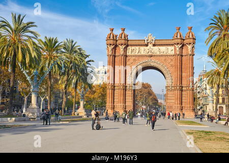 "Arc de Triomf" oder Arco de Triunfo, Barcelona, Katalonien, Spanien Stockfoto