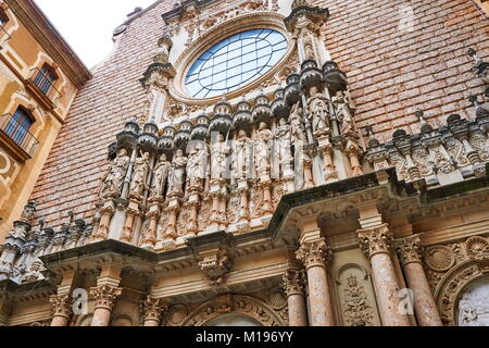 Detail der Fassade der Basilika, Montserrat Abtei, Katalonien, Spanien Stockfoto