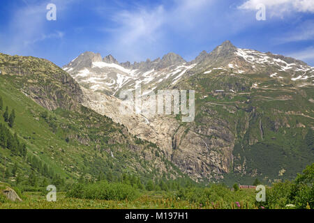 Rhonegletscher, Quelle der Rhone Fluss Stockfoto