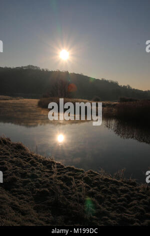 Ein frostiger Morgen in Amberley West Sussex Stockfoto