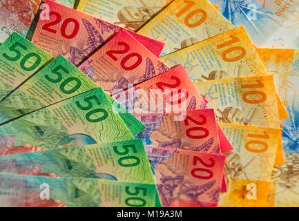Sammlung der neue Schweizer Banknoten (2017) Stockfoto