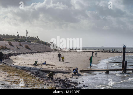 Strand und Meer in Utersum auf der Insel Foehr, Nordsee, UNESCO Weltnaturerbe, Nordsee, Schleswig-Holstein, Deutschland, Europa Stockfoto