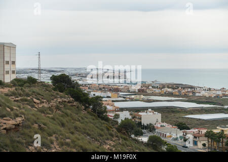 Invernaderos, Kunststoff Gewächshäuser, Treibhäuser für Boden freien Kulturen in Murcia, Spanien. Ein Störfaktor für die Landschaft als Stockfoto