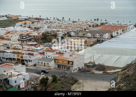 Invernaderos, Kunststoff Gewächshäuser, Treibhäuser für Boden freien Kulturen in Murcia, Spanien. Ein Störfaktor für die Landschaft als Stockfoto