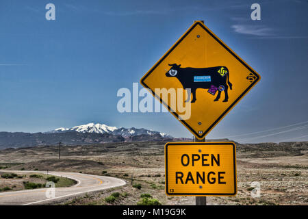 Open Range Zeichen in Utah Stockfoto