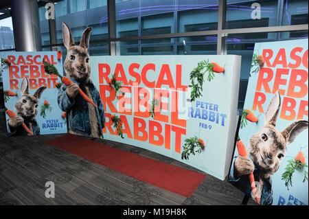 New York, USA. 28. Januar, 2018. Atmosphäre an der Einflussnehmer Screening von "Peter Rabbit" am Regal Cinemas - Battery Park am 28. Januar 2018 in New York City. Credit: Ron Adar/Alamy leben Nachrichten Stockfoto