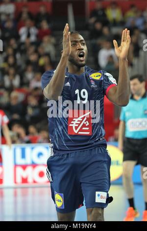 (C) LAURENT LAIRYS/LEMOUSTICPRODUCTION/MAXPPP-à ZAGREB LE 28-01-2018 - CHAMPIONNAT D'EUROPE (MATCH POUR LA 3IEME) EQUIPE DE FRANCE VS EQUIPE DU DANEMARK - Stockfoto