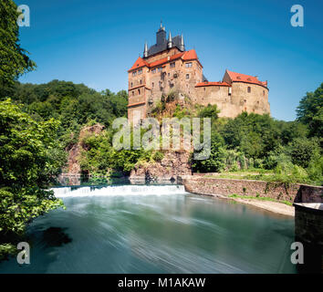 Die Burg Kriebstein in Sachsen, Deutschland, Panoramic Image Stockfoto