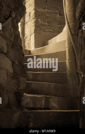 Stone Steps in Caernarfon Castle, North Wales Stockfoto