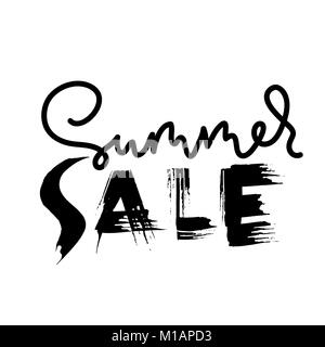 Summer Sale handschriftliche Schriftzug. Grunge Pinsel Inschrift. Typografie Banner. Hand gezeichnet Kalligraphie. Vector Illustration. Stock Vektor