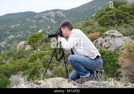 Fotografieren in die korsische Wüste Stockfoto