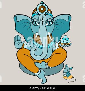 Goldene Ganapati Meditation in Lotus-pose Stock Vektor