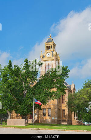 Texas, Hill Country, Llano County Courthouse erbaut 1893 im neuromanischen Stil Stockfoto